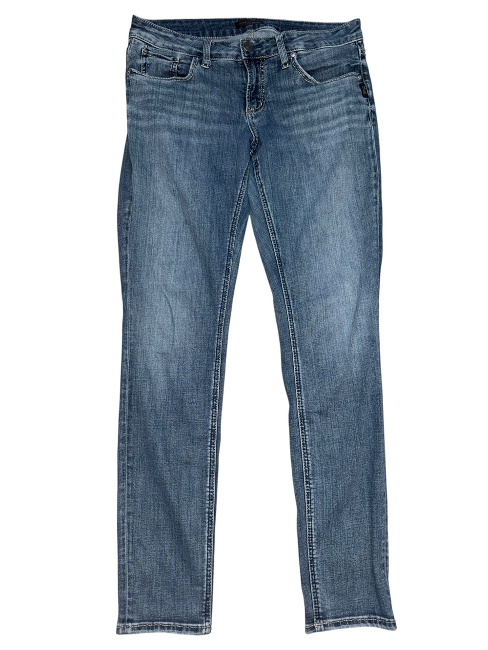 Silver Jeans Co Girlfriend Slim Straight Jeans Women’s 31 Medium Wash Distressed